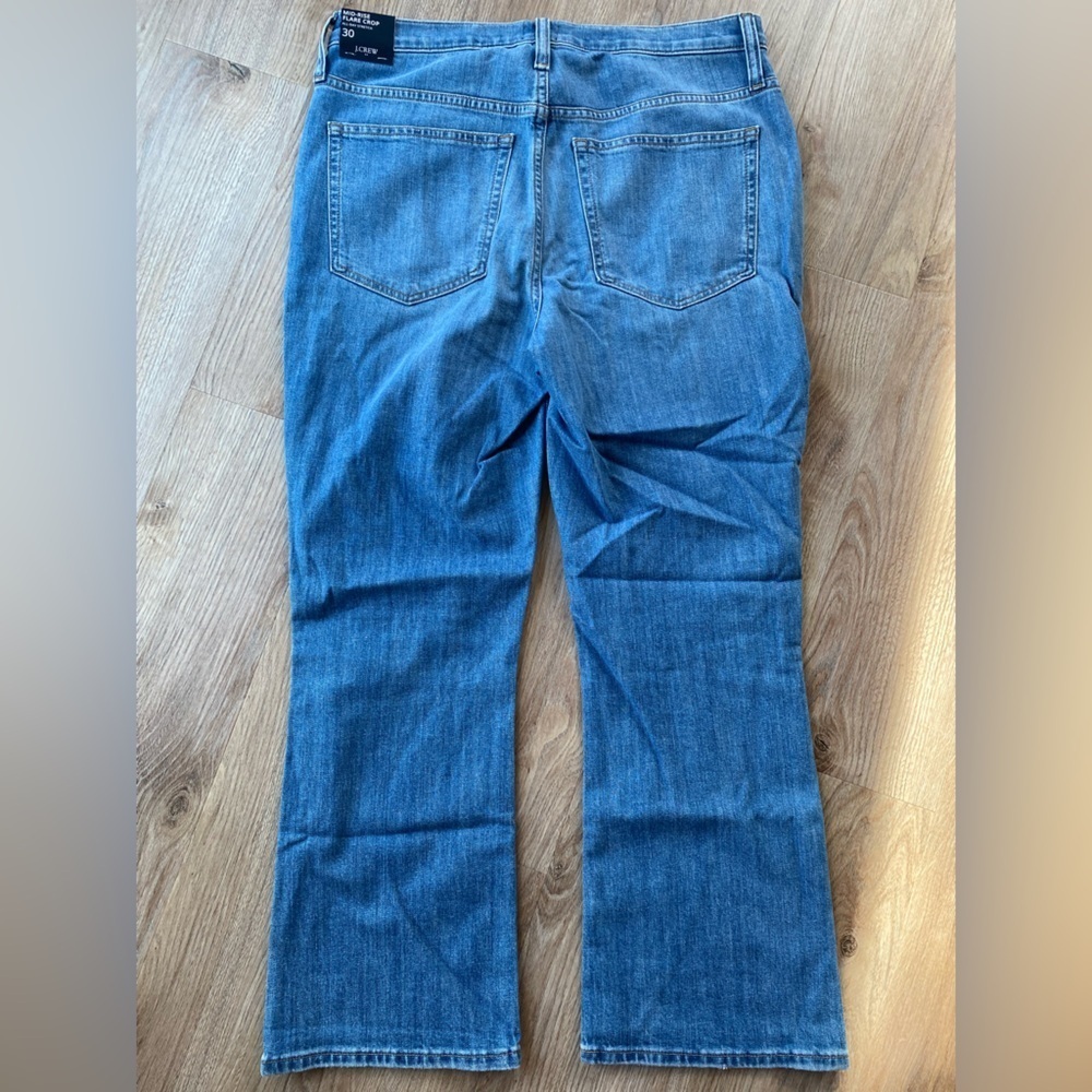 NWT JCrew W30 flare crop mid-rise jean all-day stretch medium wash blue pebble - Picture 12 of 13